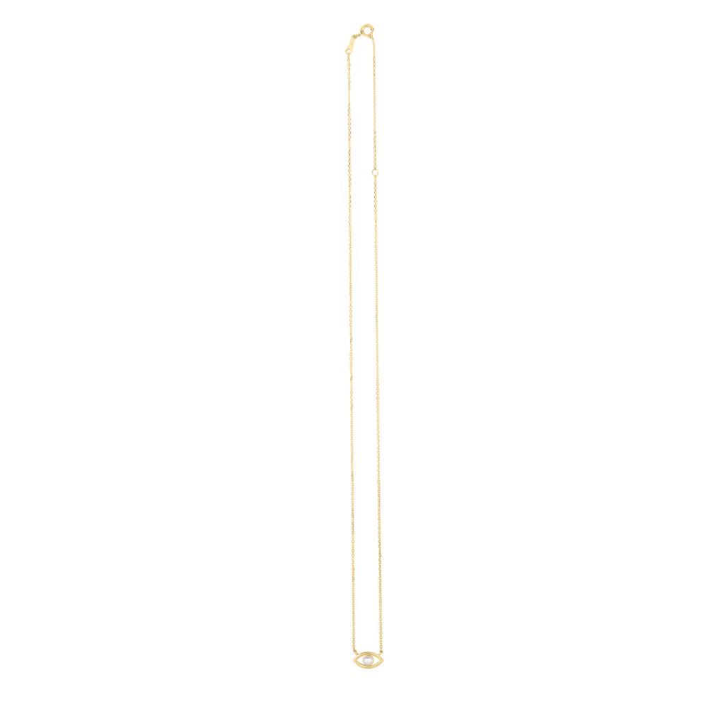 14K Pearl Evil Eye Necklace