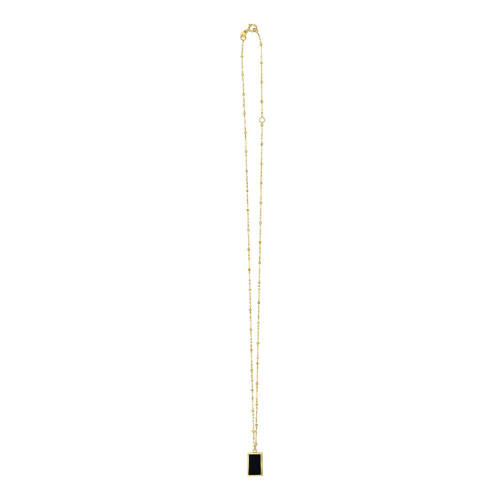 14K Onyx Geometric Rectangle Pendant