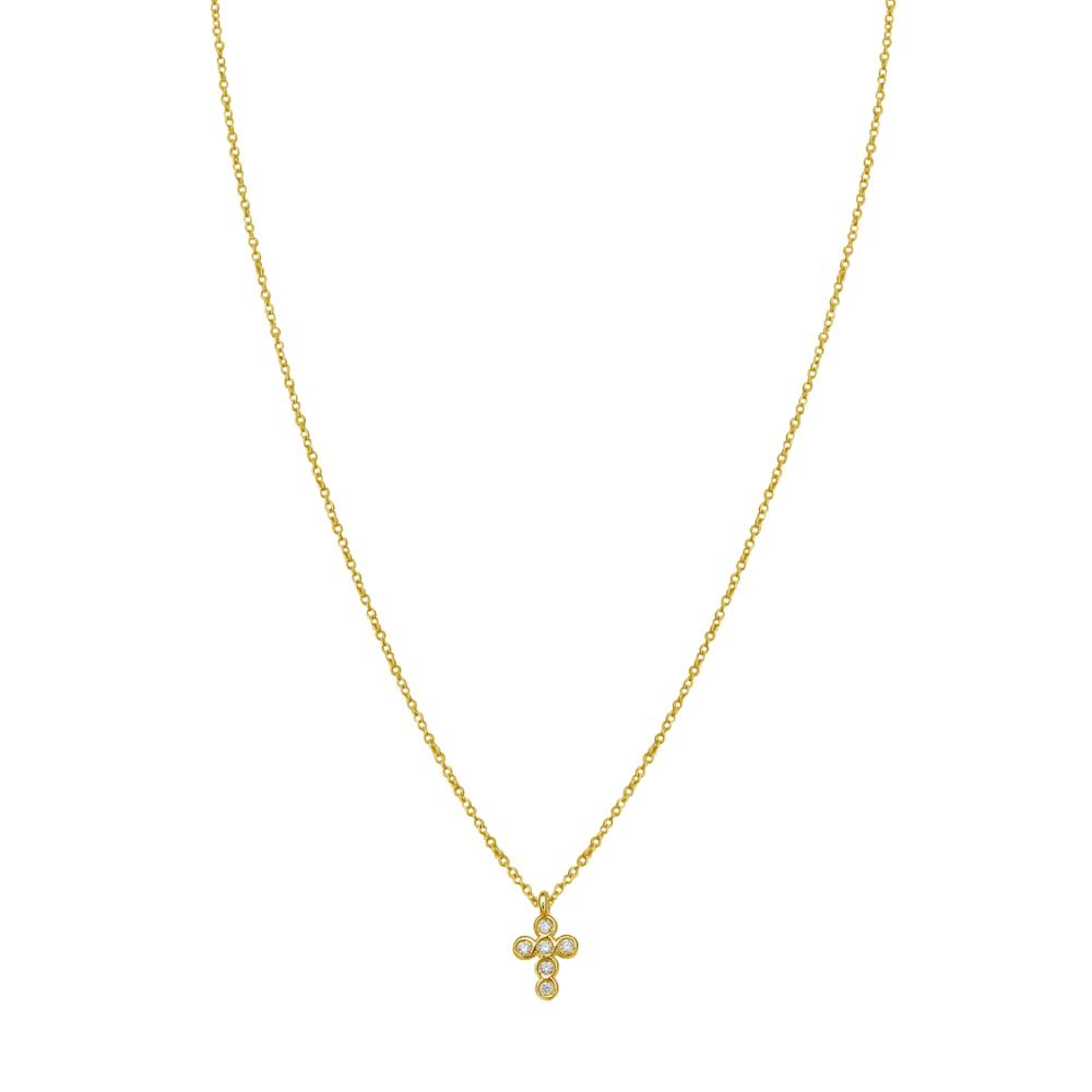 14K Petite Diamond Cross Necklace