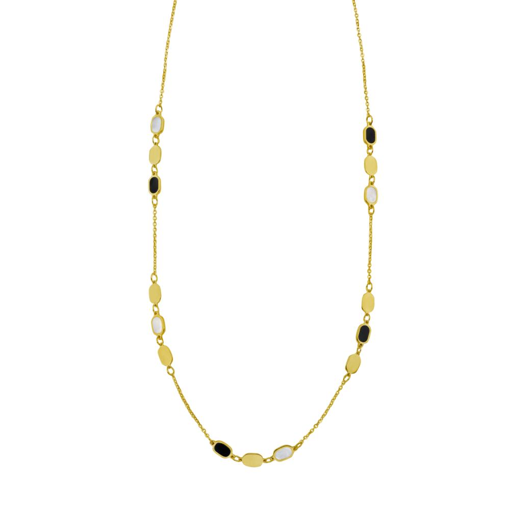14K Onyx & MOP Inlay Links Necklace