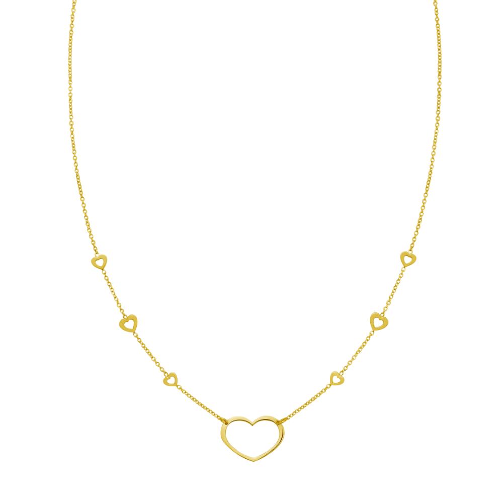 14K Open Heart Station Necklace