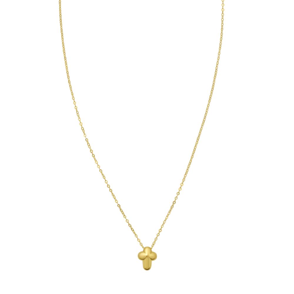14K Puffed Mini Cross Pendant