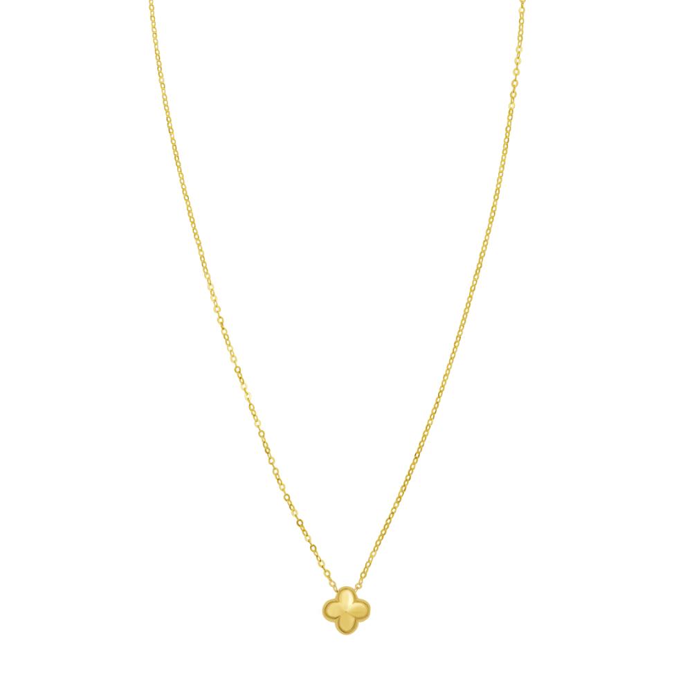 14K Puffed Mini Clover Pendant