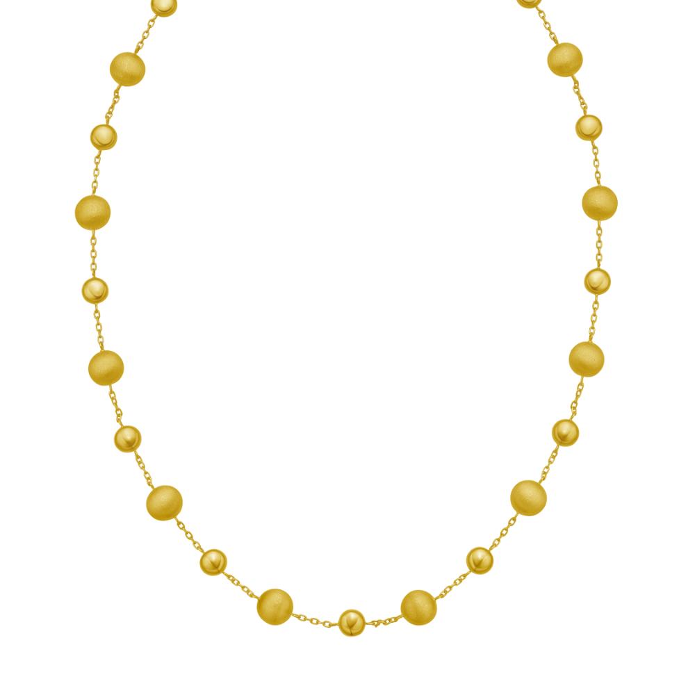 14K Polished/Satin Pebble Links Necklace