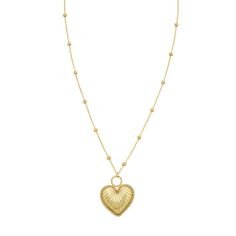 14K Vintage Puffed Heart Necklace
