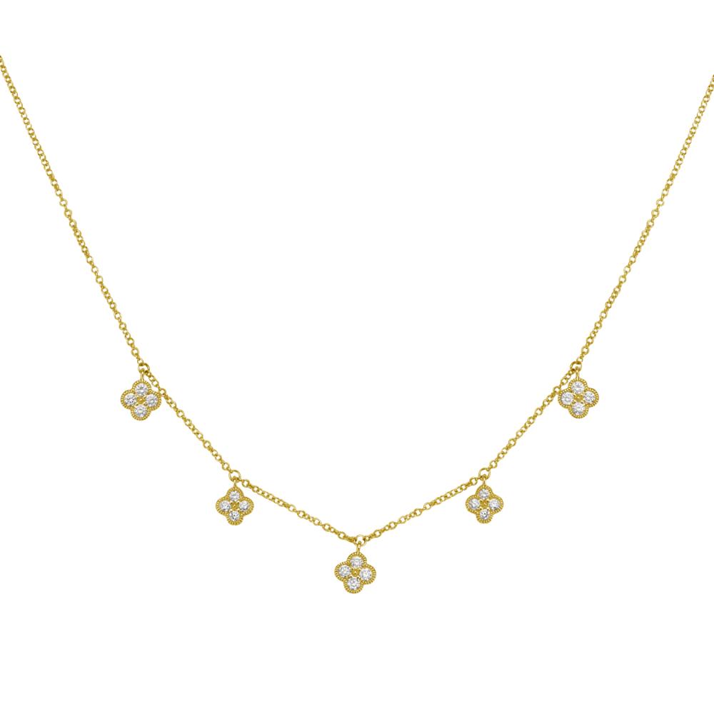 14K Diamond Flower Necklace