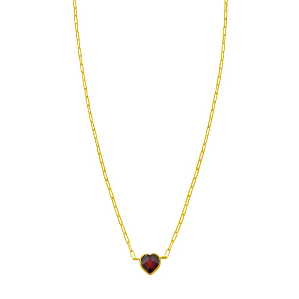 14K Garnet Heart Necklace