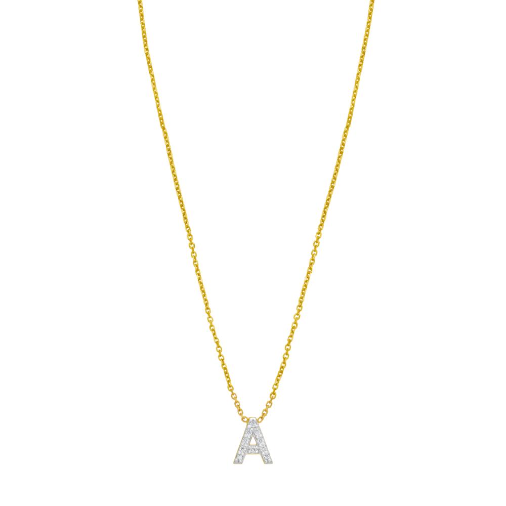 14K Mini Diamond A Initial