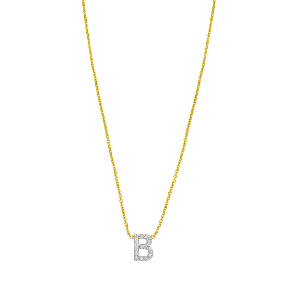 14K Mini Diamond B Initial