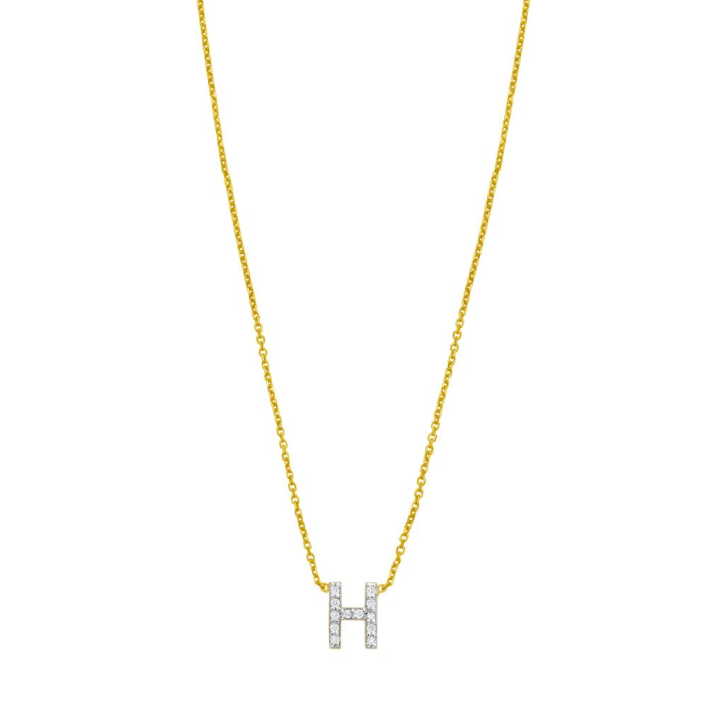 14K Mini Diamond H Initial