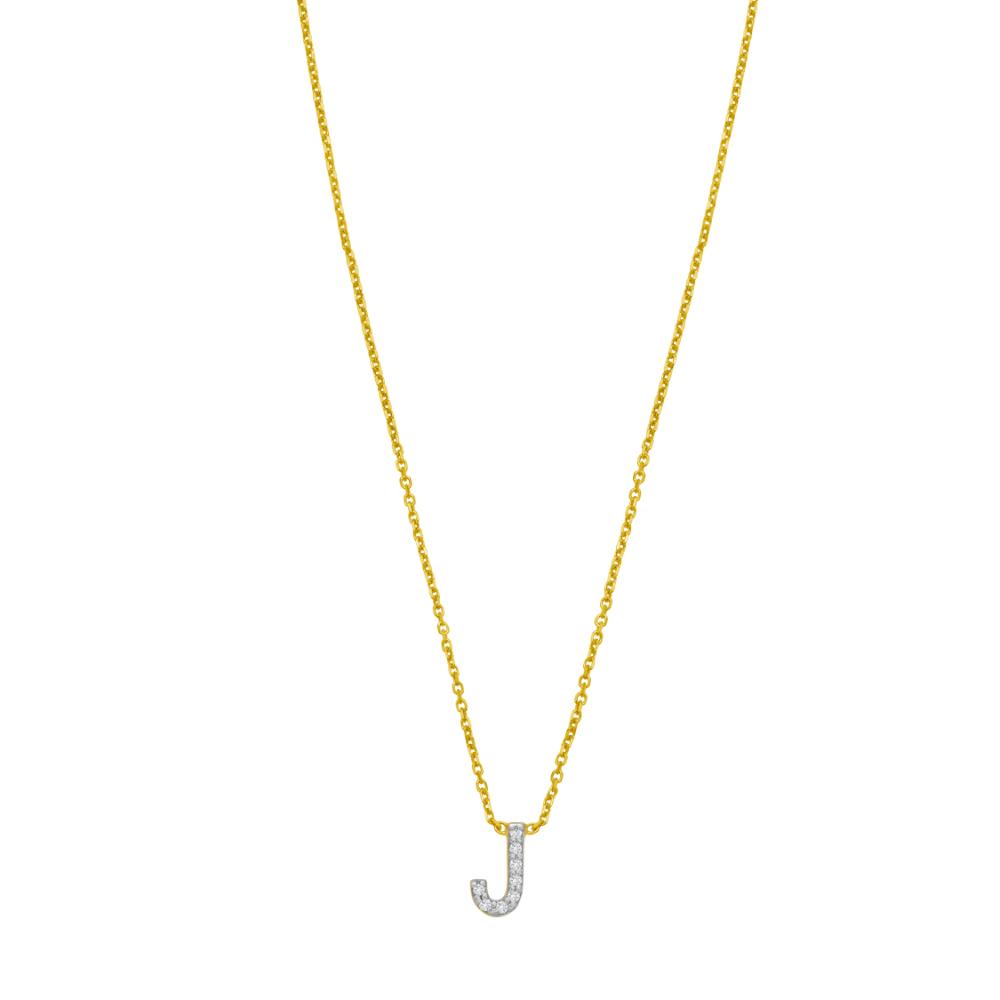 14K Mini Diamond J Initial