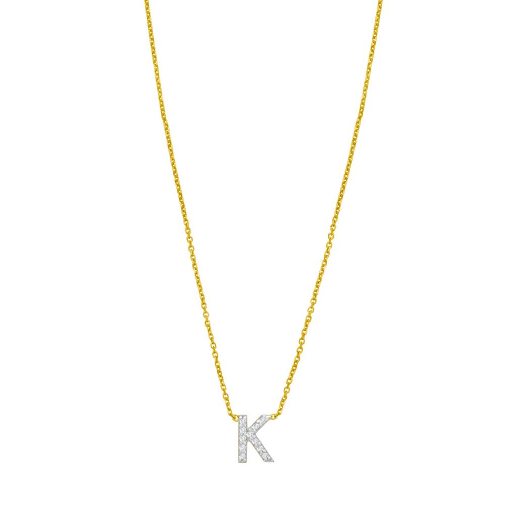 14K Mini Diamond K Initial