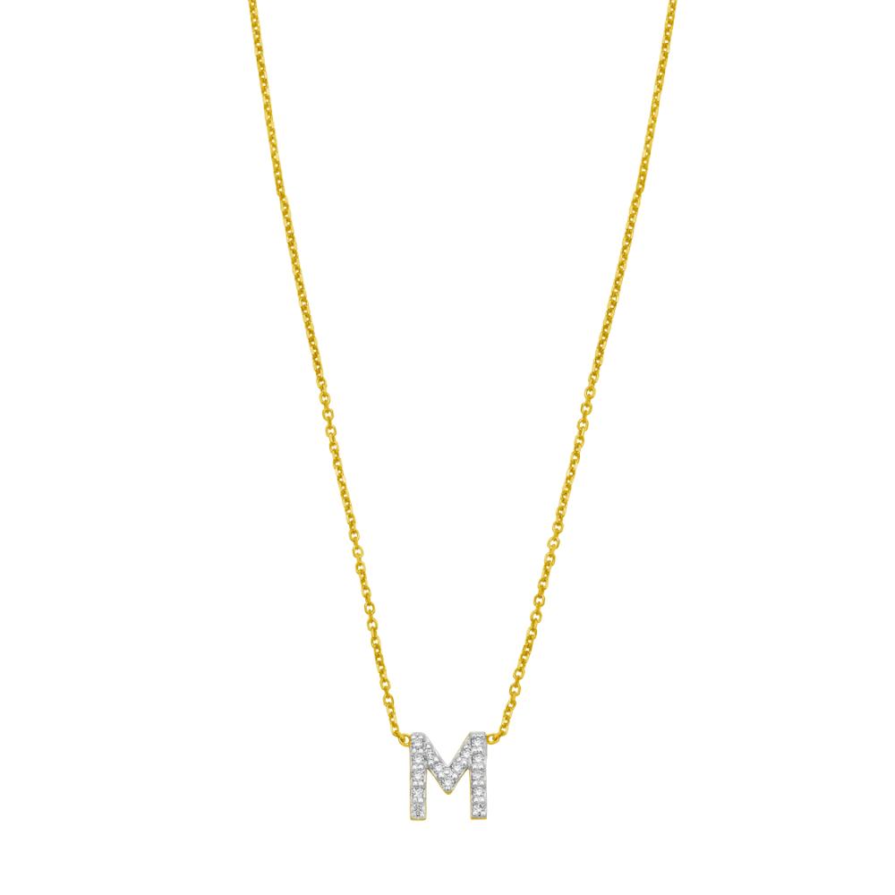 14K Mini Diamond M Initial