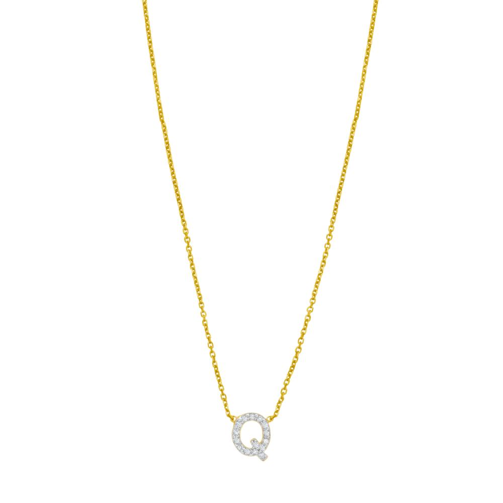 14K Mini Diamond Q Initial
