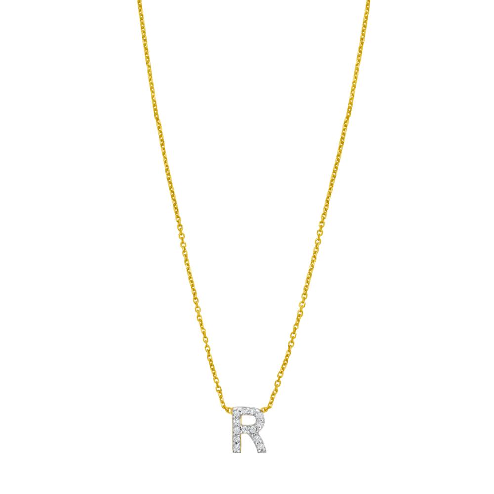 14K Mini Diamond R Initial