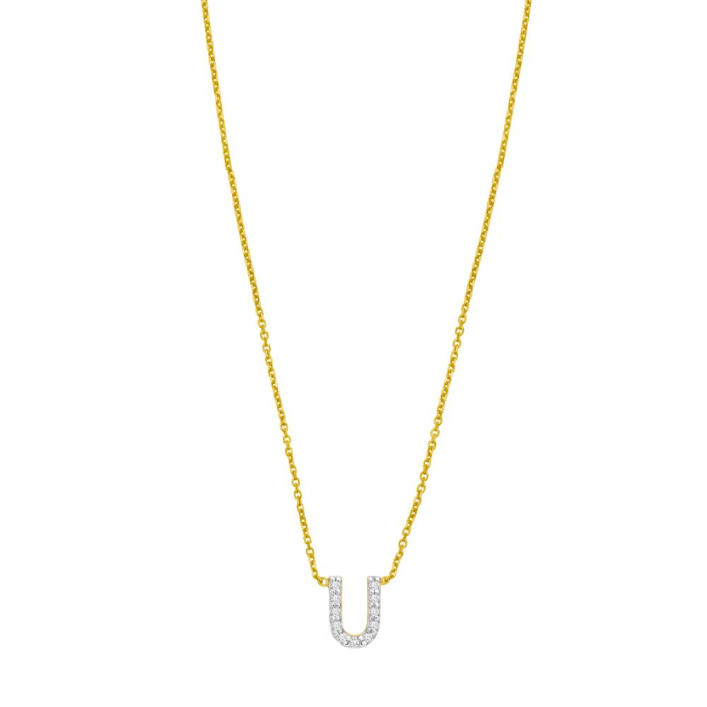 14K Mini Diamond U Initial