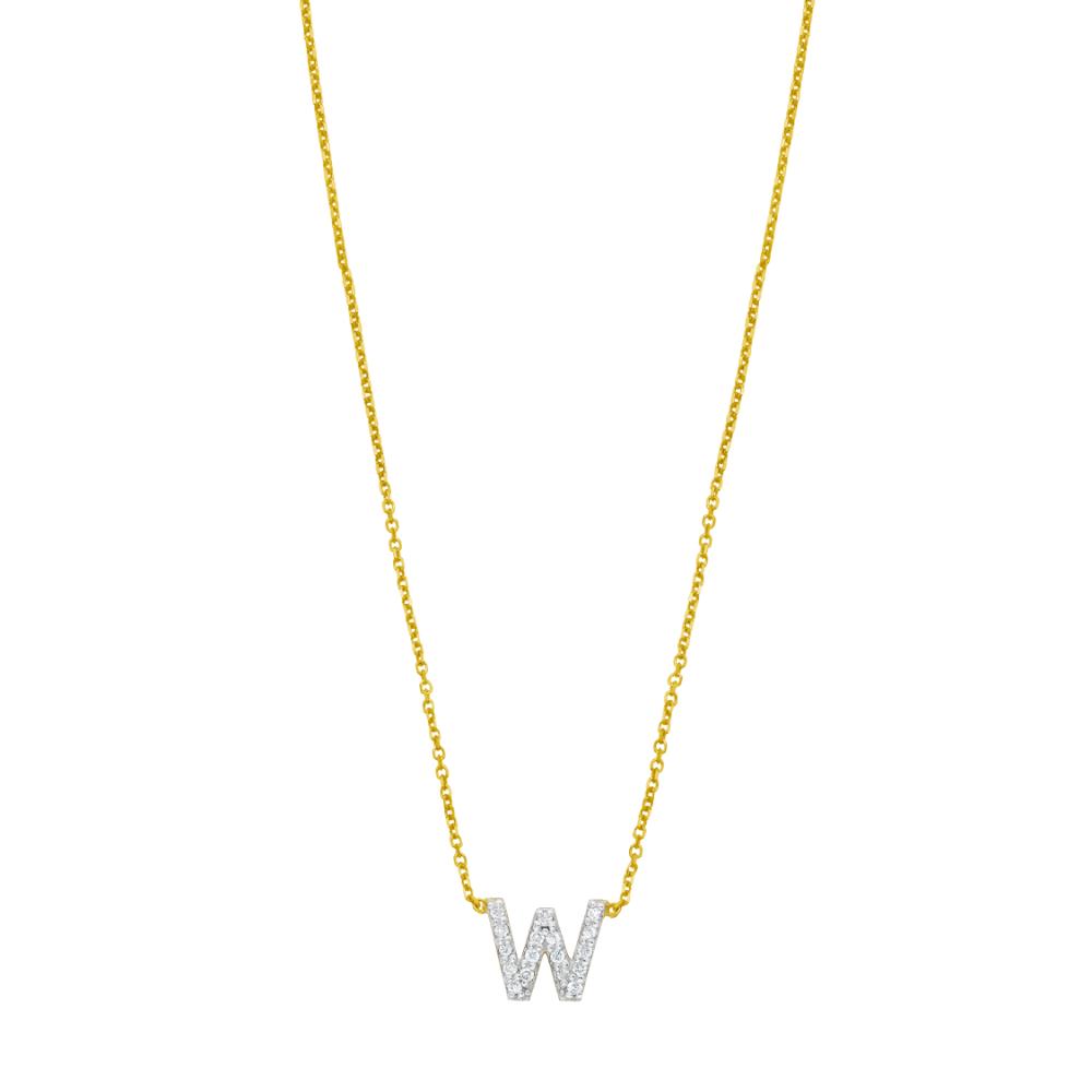 14K Mini Diamond W Initial