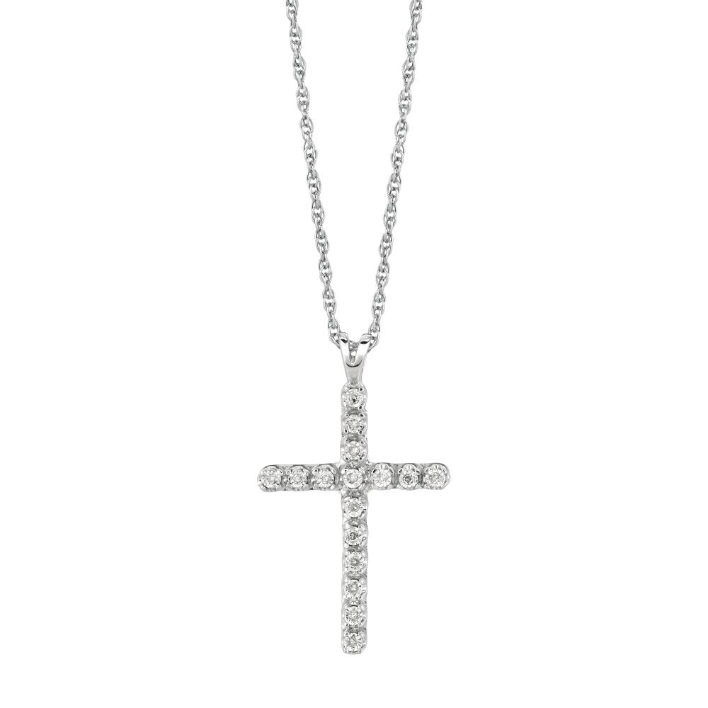 Silver .05ct Diamond Cross Necklace