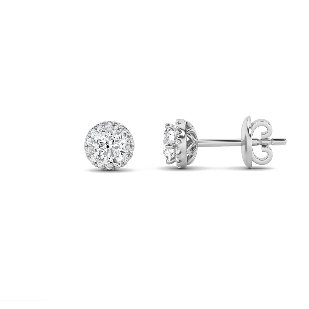 14K White Gold Lab Diamond Stud Earrings 1ctw