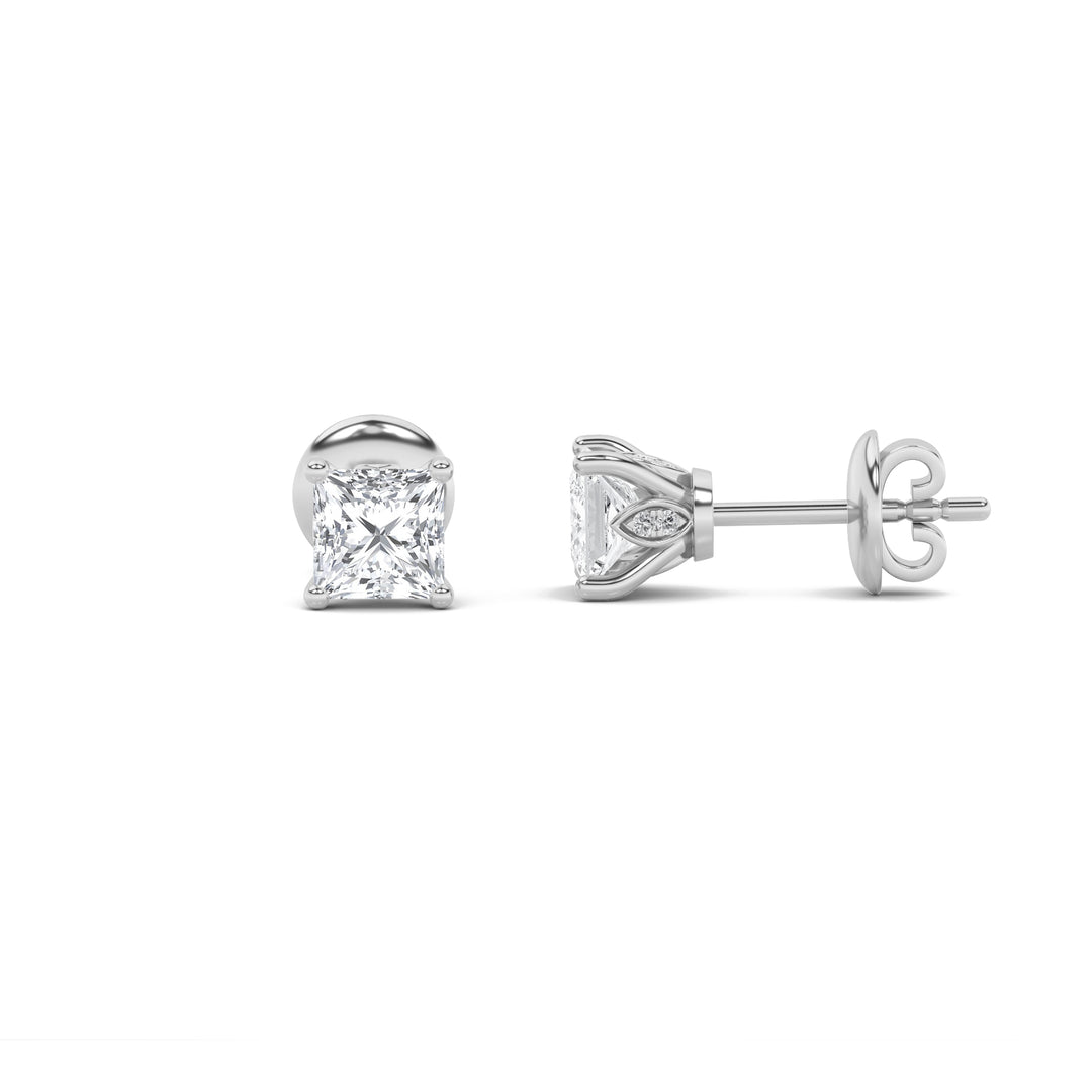 14K White Gold 1ctw Lab Diamond Princess Studs