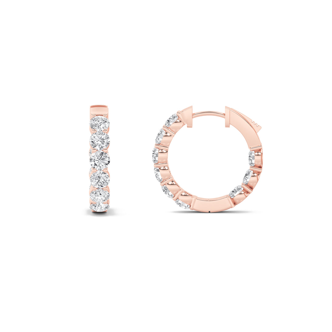 14K Rose Gold 3ctw F+ VS+ Lab Diamond Studs