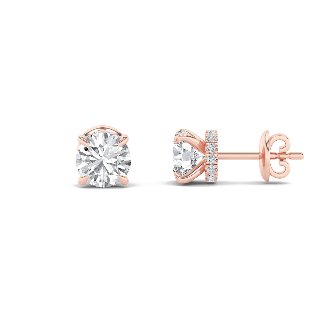 14K Rose Gold 2ctw F VVS+ Lab Diamond Stud Earrings