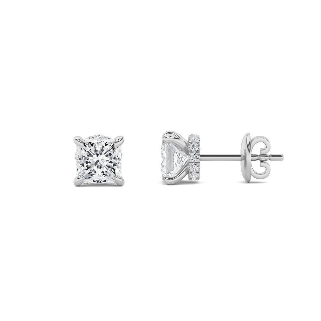14K White Gold 5.1ctw Lab Diamond Princess Studs