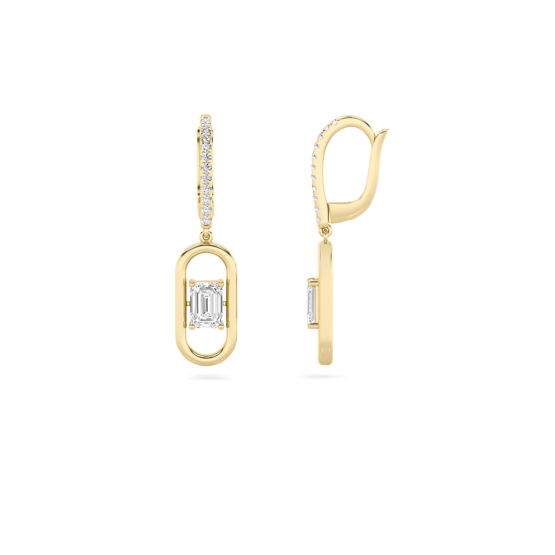 14K Yellow Gold 1.2ctw Lab Diamond Emerald Stud Earrings