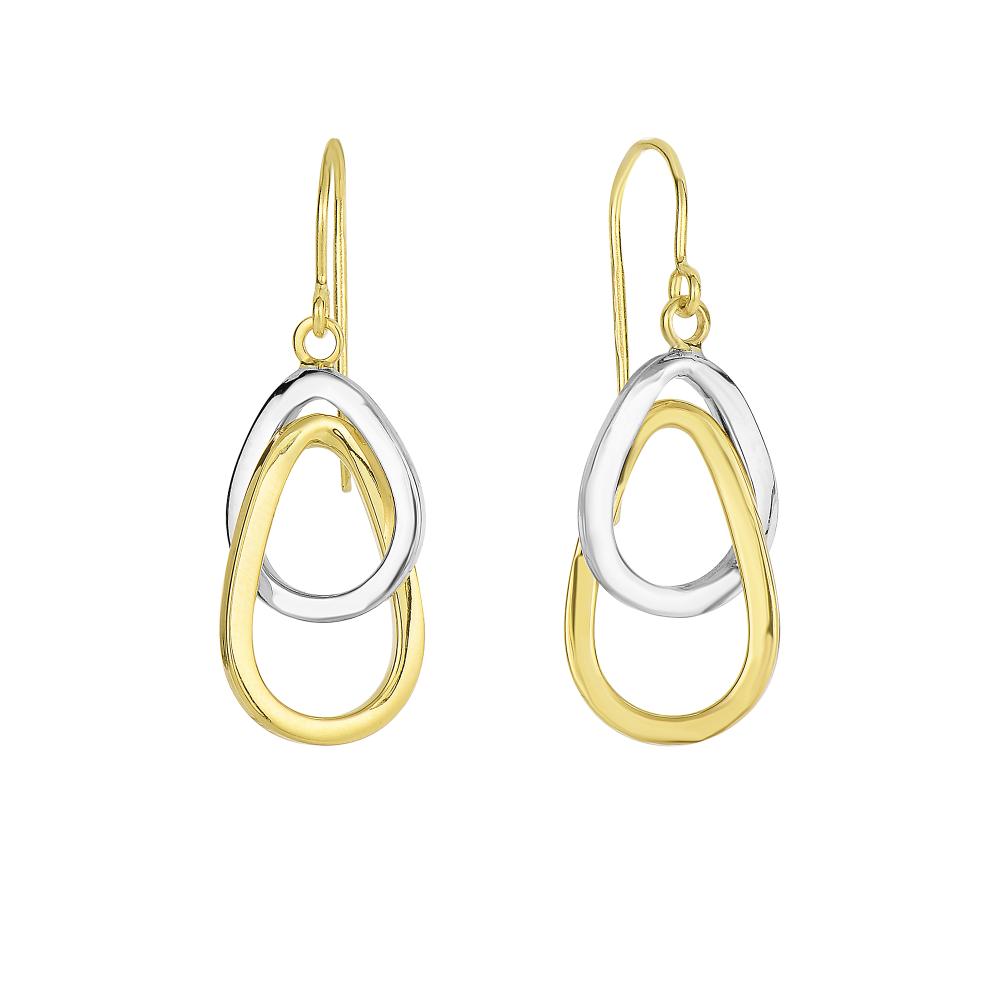 14K Gold Interlocked Ovals Drop Earring