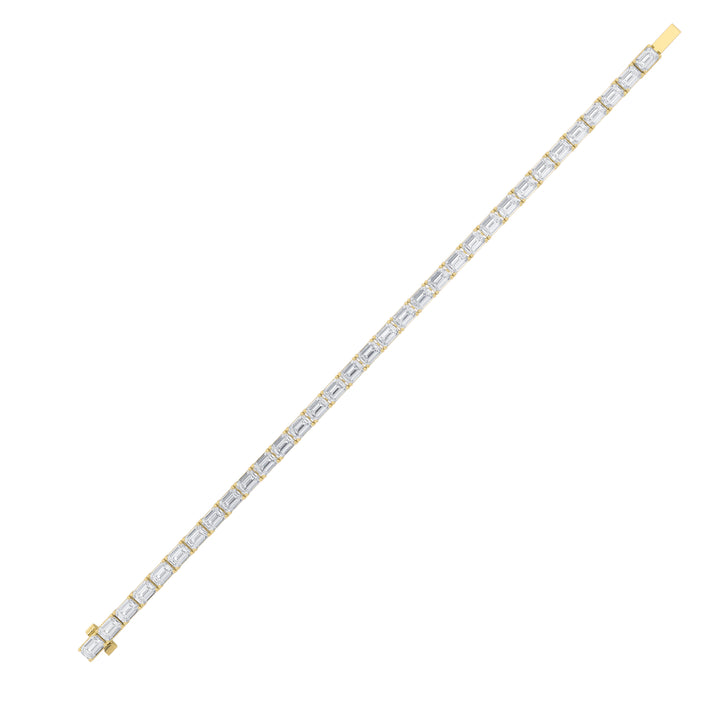 12CTW Emerald Shaped Lab Grown Diamond (F/VS) Tennis Bracelet in 14K Gold