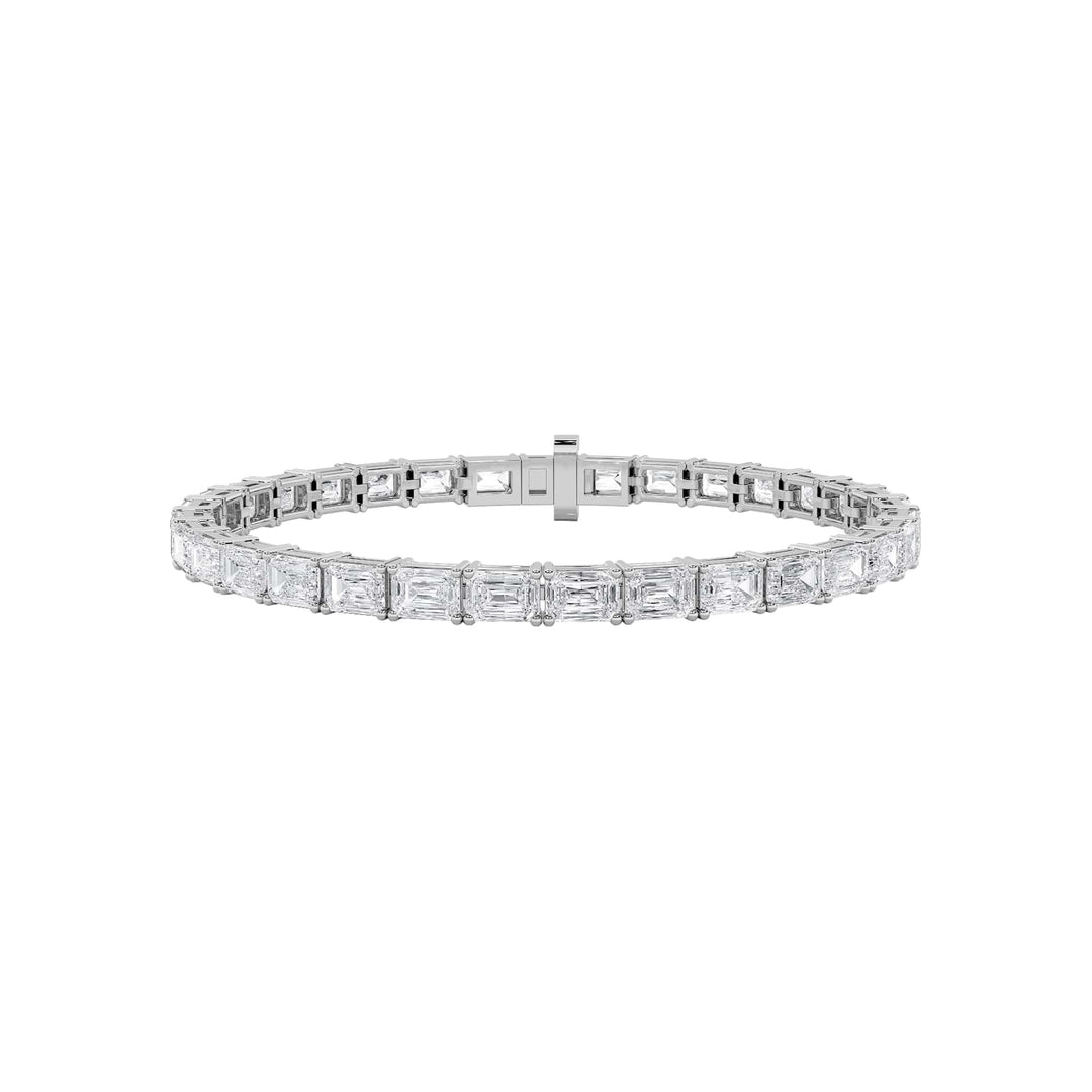13CTW Emerald Shaped Lab Grown Diamond (F/VS) Classic Line Bracelet in 14K Gold