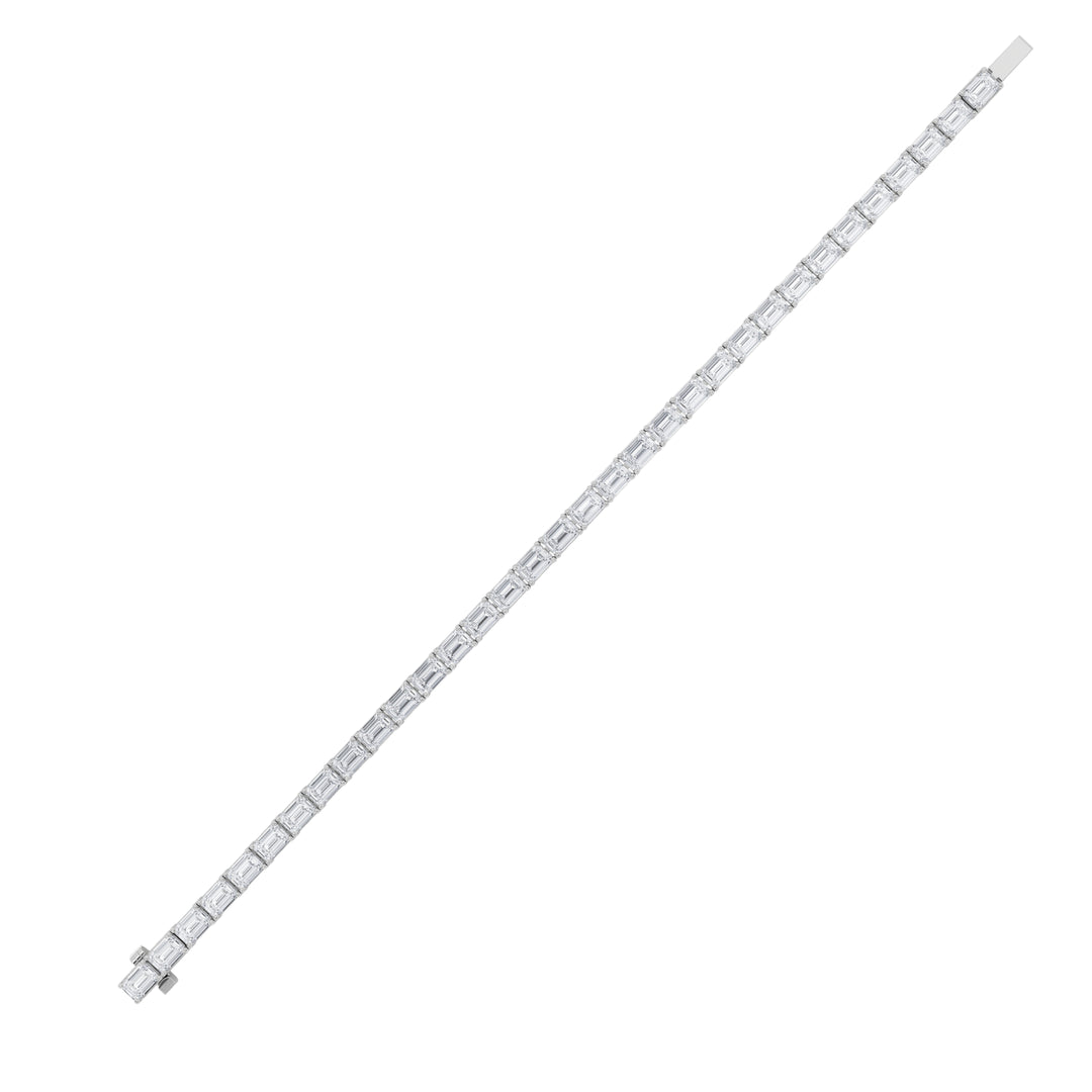 13CTW Emerald Shaped Lab Grown Diamond (F/VS) Classic Line Bracelet in 14K Gold
