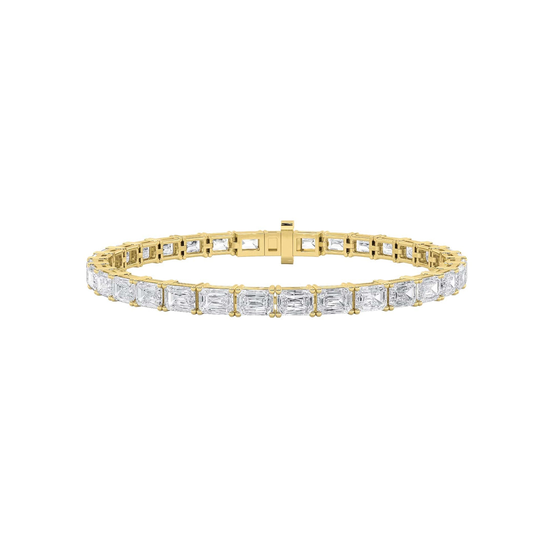 13CTW Emerald Shaped Lab Grown Diamond (F/VS) Classic Line Bracelet in 14K Gold