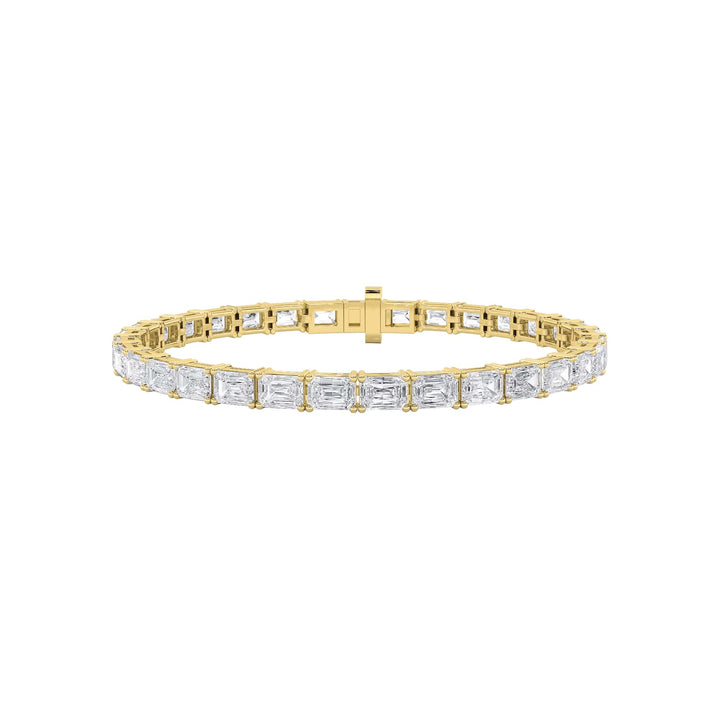 13CTW Emerald Shaped Lab Grown Diamond (F/VS) Classic Line Bracelet in 14K Gold