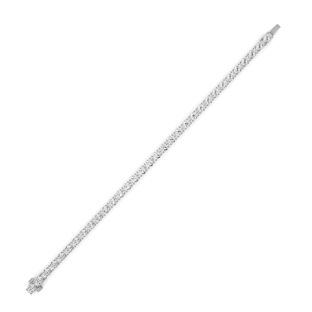 10.5CTW Oval Shaped Lab Grown Diamond (F/VS) Classic Line Bracelet in 14K Gold