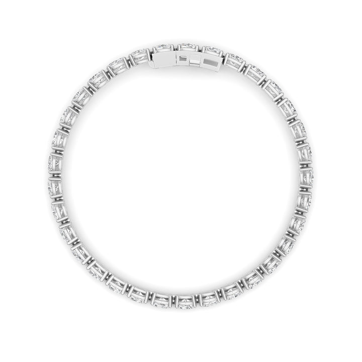 10.5CTW Oval Shaped Lab Grown Diamond (F/VS) Classic Line Bracelet in 14K Gold