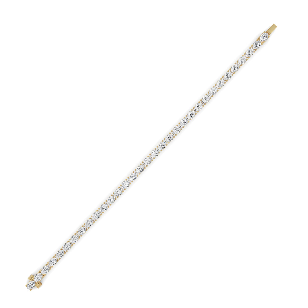 10.5CTW Oval Shaped Lab Grown Diamond (F/VS) Classic Line Bracelet in 14K Gold
