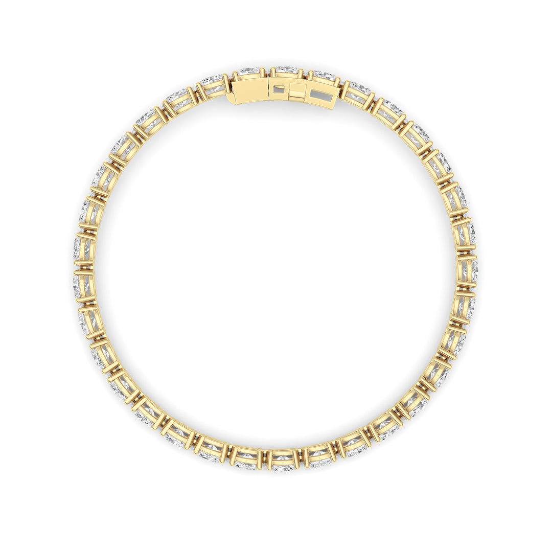 10.5CTW Oval Shaped Lab Grown Diamond (F/VS) Classic Line Bracelet in 14K Gold