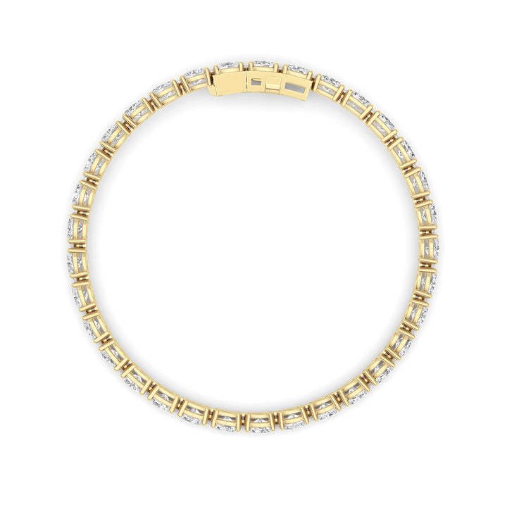 10.5CTW Oval Shaped Lab Grown Diamond (F/VS) Classic Line Bracelet in 14K Gold
