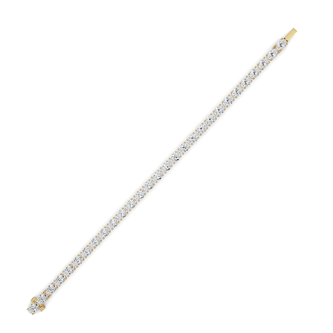 12CTW Oval Shaped Lab Grown Diamond (F/VS) Tennis Bracelet in 14K Gold