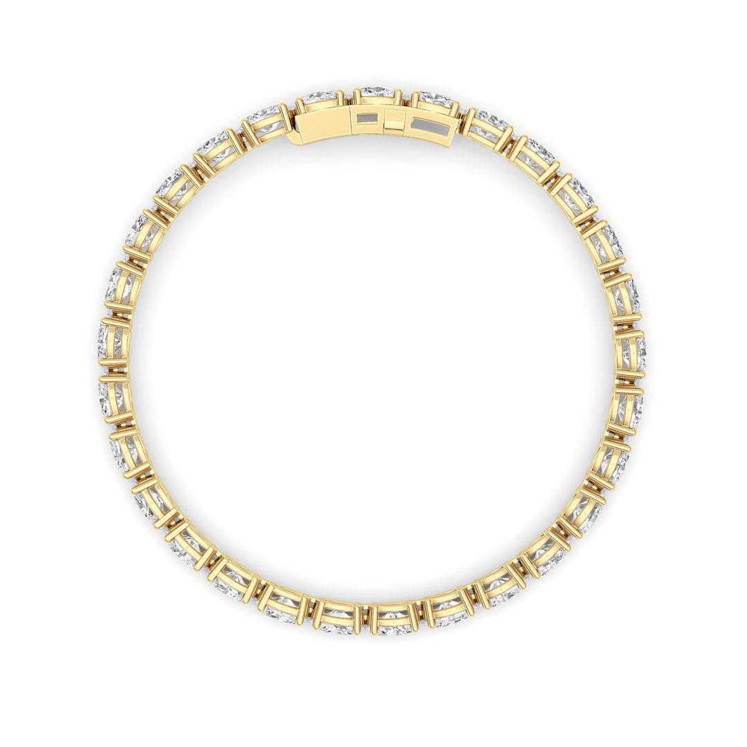 12CTW Oval Shaped Lab Grown Diamond (F/VS) Tennis Bracelet in 14K Gold