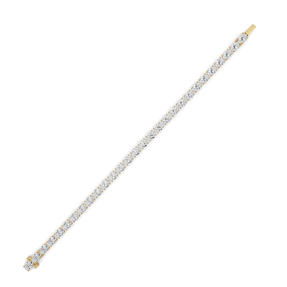 12CTW Oval Shaped Lab Grown Diamond (F/VS) Tennis Bracelet in 14K Gold