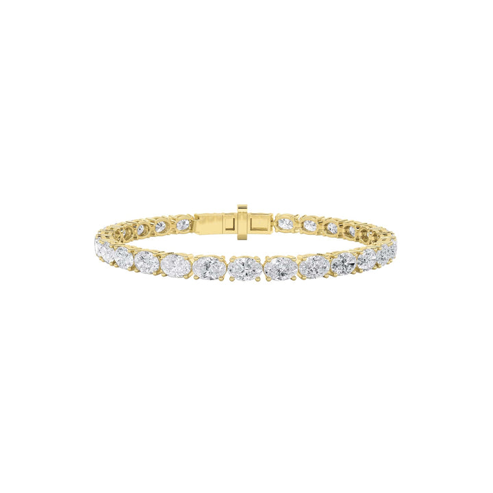 13CTW Oval Shaped Lab Grown Diamond (F/VS) Classic Line Bracelet in 14K Gold