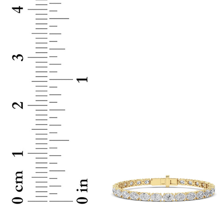 13CTW Oval Shaped Lab Grown Diamond (F/VS) Classic Line Bracelet in 14K Gold