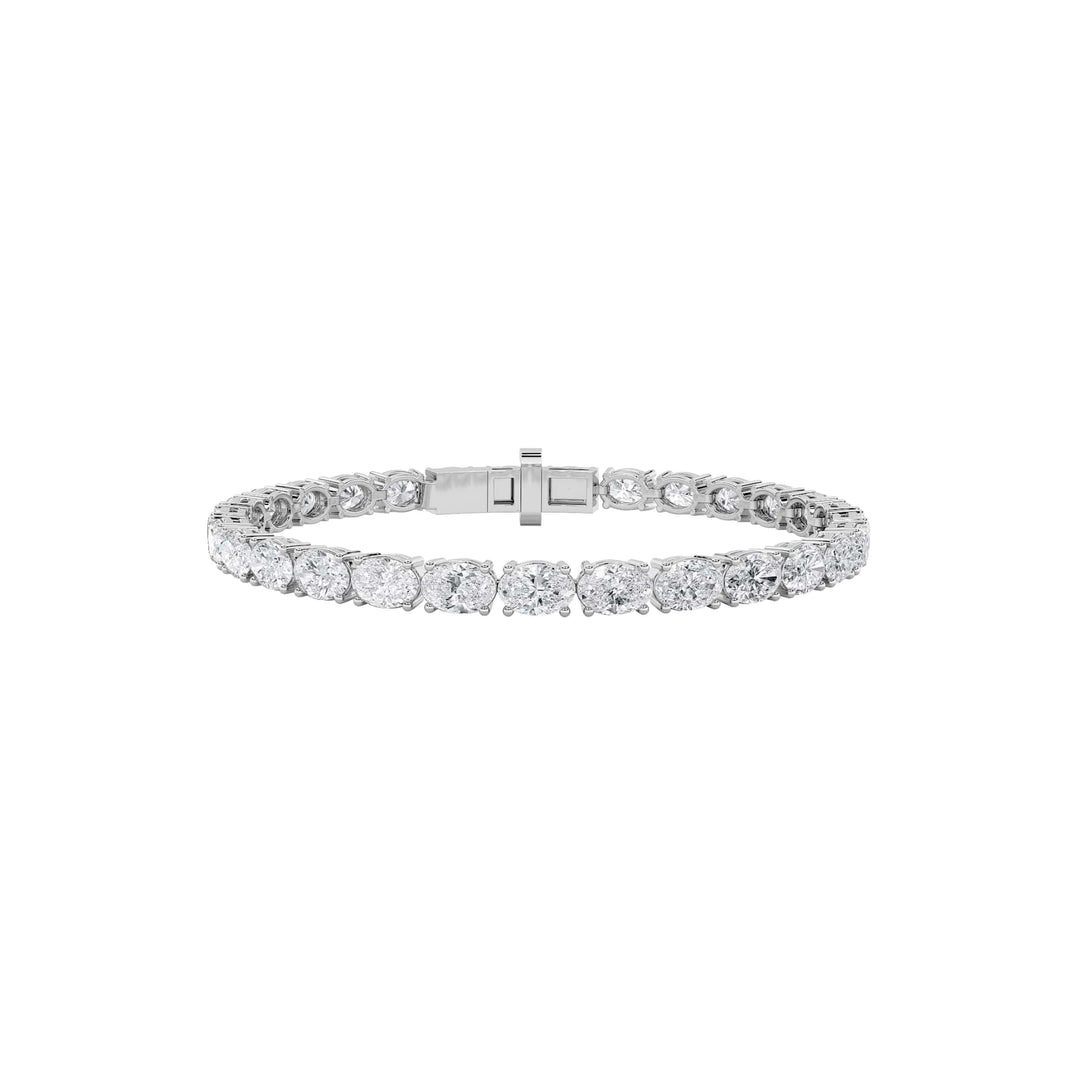 7CTW Oval Shaped Lab Grown Diamond (F/VS) Tennis Bracelet in 14K Gold