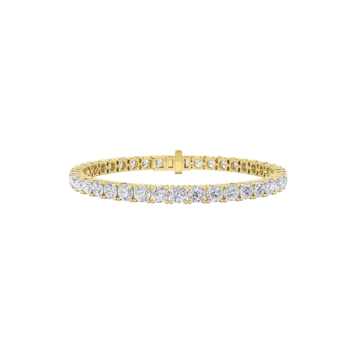 15CTW Round Shaped Lab Grown Diamond (F/VS) Tennis Bracelet in 14K Gold