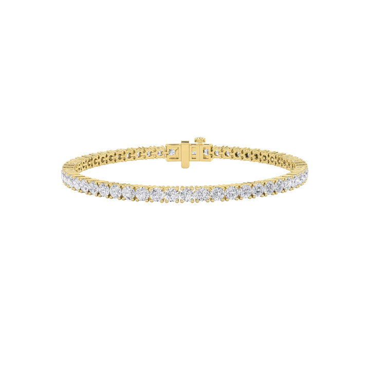 7CTW Round Shaped Lab Grown Diamond (F/VS) Tennis Bracelet in 14K Gold
