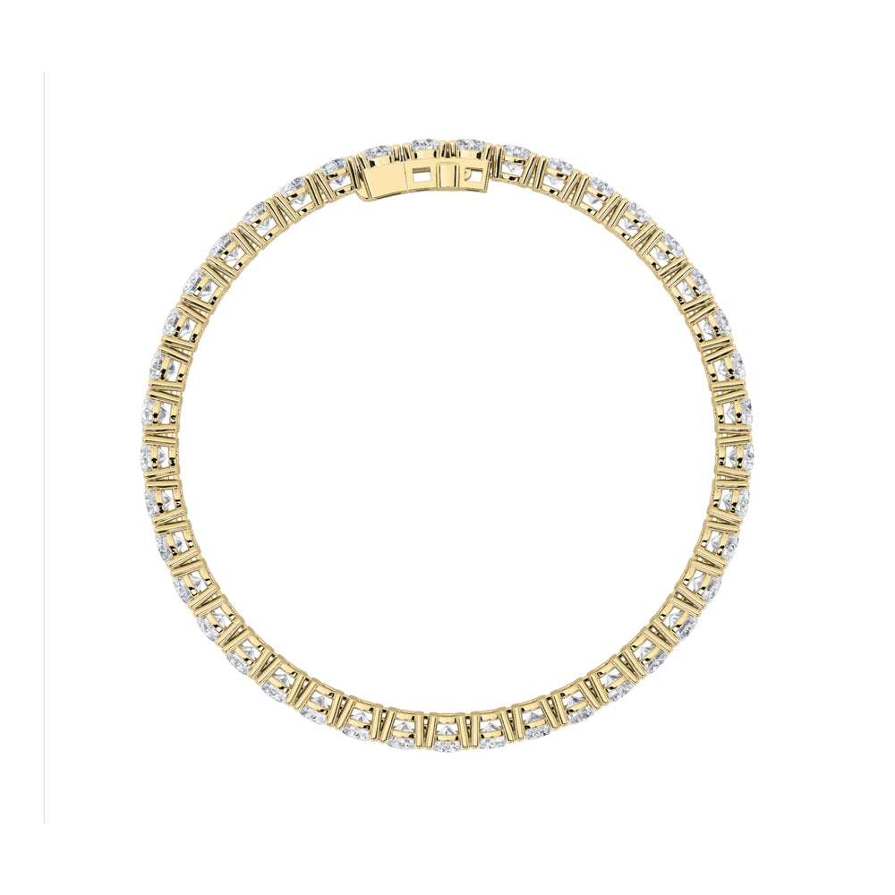 7CTW Round Shaped Lab Grown Diamond (F/VS) Tennis Bracelet in 14K Gold