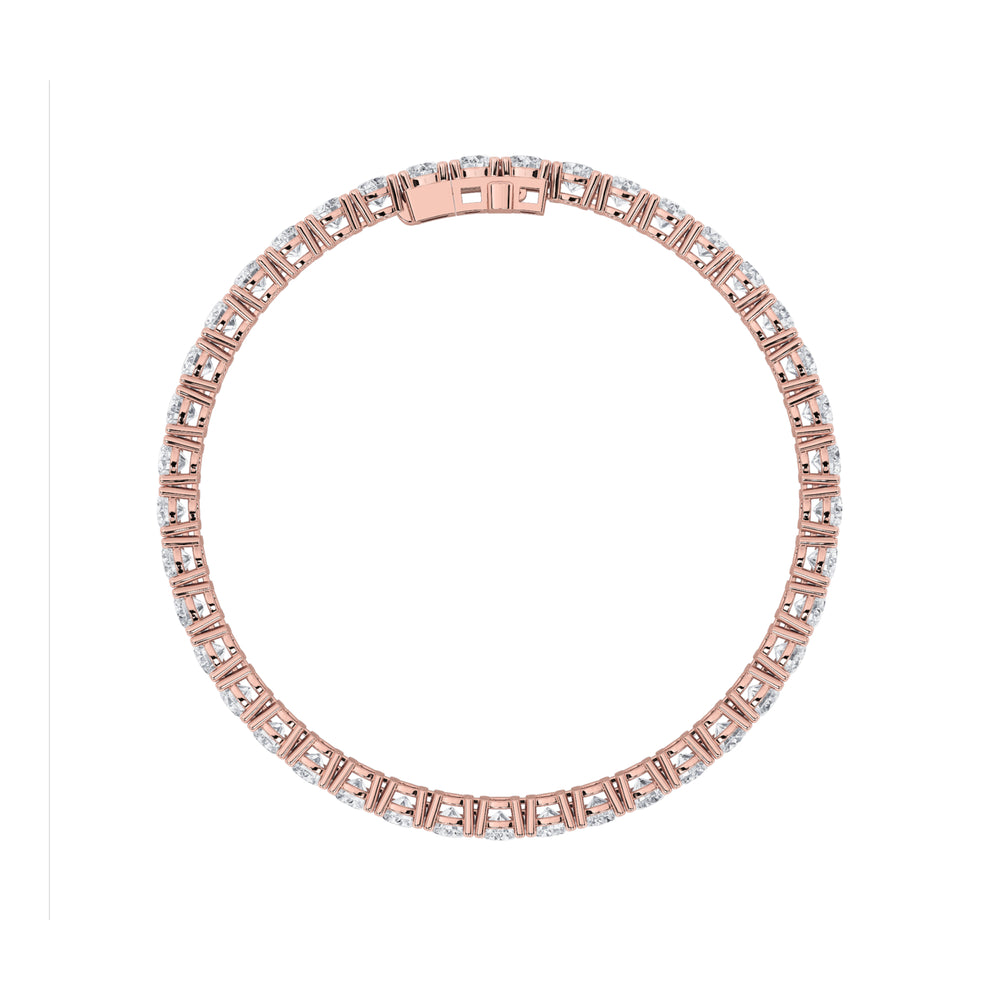 9CTW Round Shaped Lab Grown Diamond (F/VS) Bracelet in 14K Rose Gold
