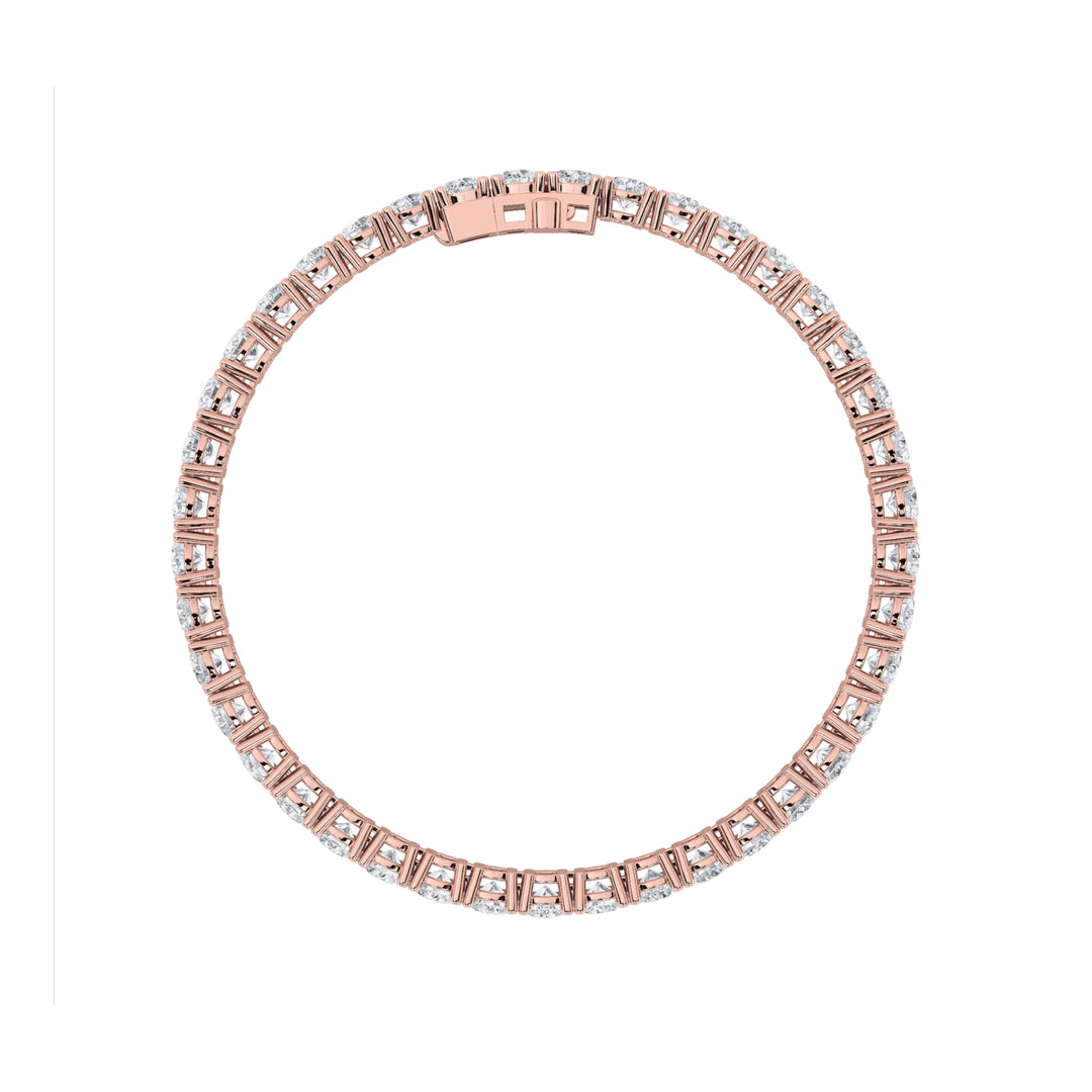 9CTW Round Shaped Lab Grown Diamond (F/VS) Bracelet in 14K Rose Gold
